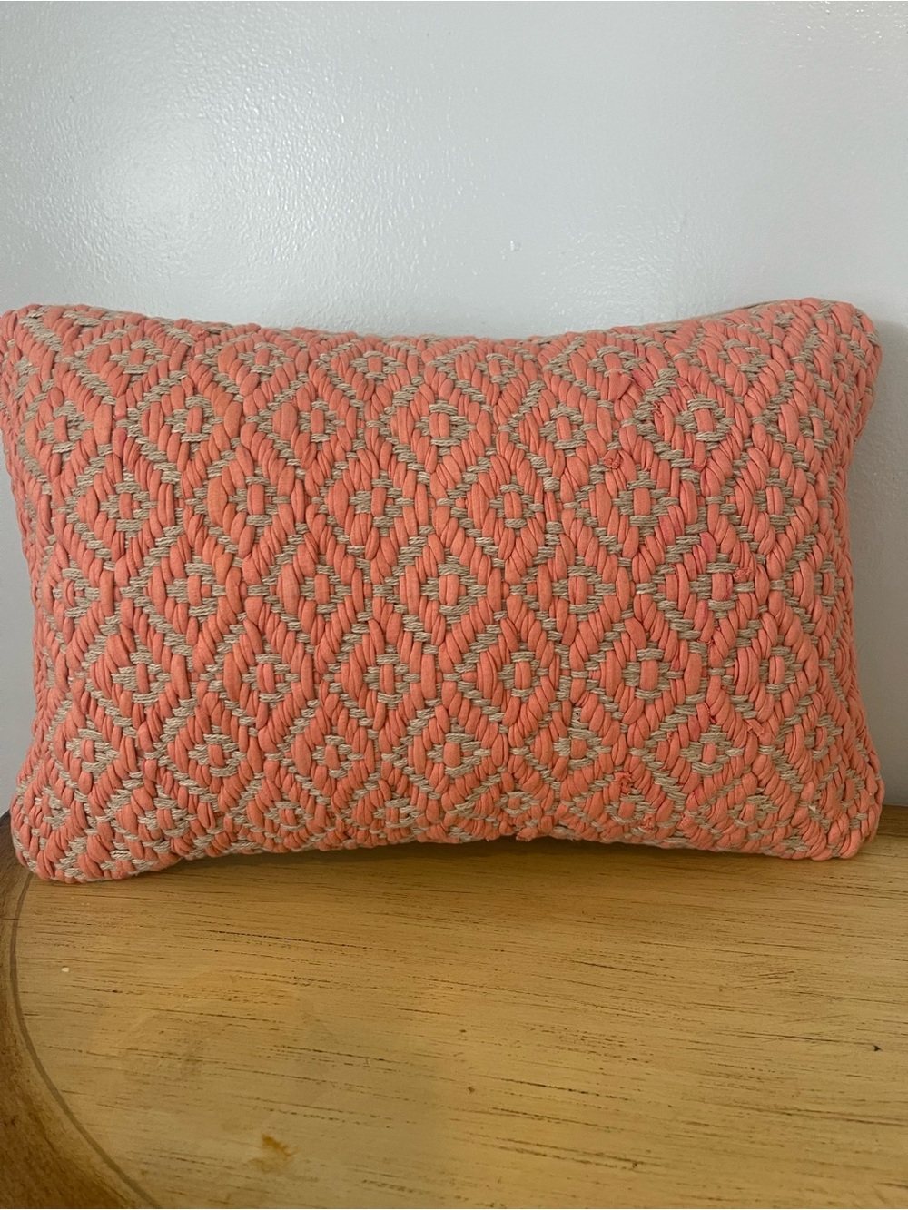Madison Coral Woven Macramé Accent Pillow